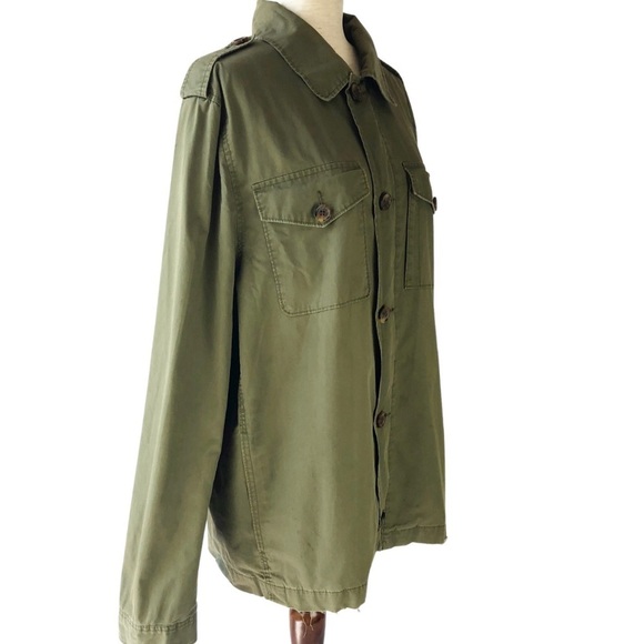 Banana Republic Women’s Army Green Button Down Lightweight Military Cargo Jacket - Picture 2 of 14
